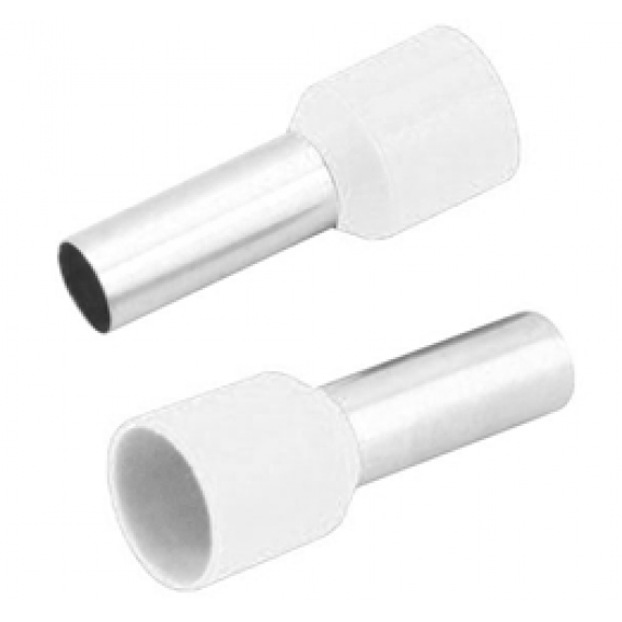 100 Conector Terminal Pré Isolado Tubular Ilhós - Branco para fio 16,0mm
